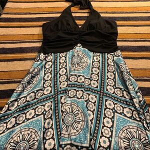 Vintage Dress Barn Asymmetrical Halter Dress Y2K Satin Formal Cocktail Size 16‎